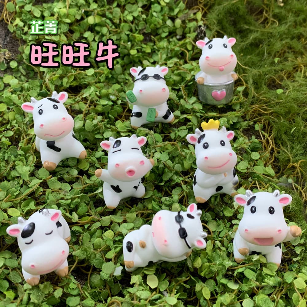 Creative Unique Miniature Car Decorations Animal Resin Vehicle Ornaments Cute Milk Cow Home Decor Items