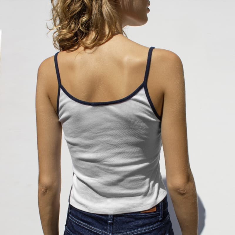 2024 Summer White Bow Embroidery Vest Top Women Y2K Cross-border European American Export Streetwear
