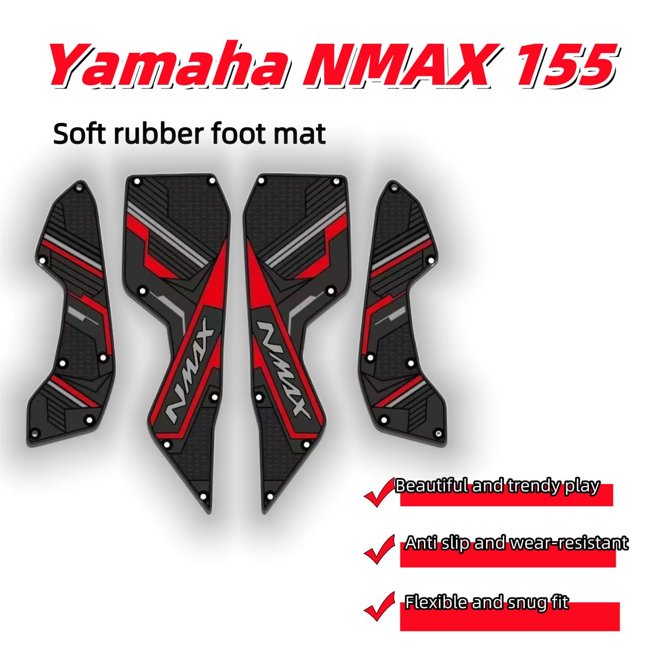 Suitable for yamahaNMAX155TUBRO rubber anti-slip foot pedal mats cross-border factory wholesale