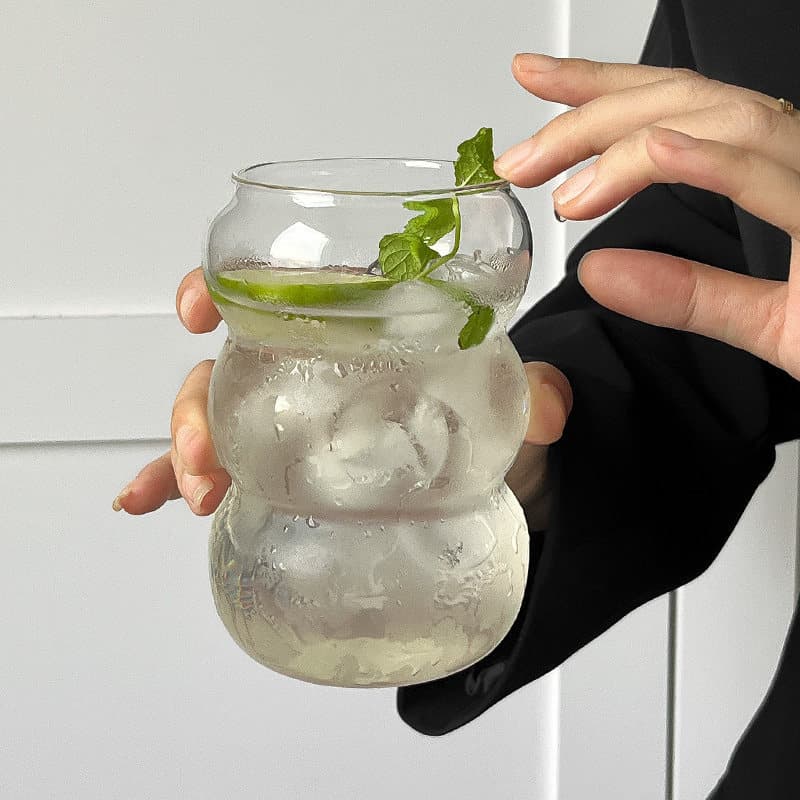 High Borosilicate Heat-Resistant Glass Cup for Juice and Cold Drinks, Trendy Restaurant Cocktail Cup, Iced Coffee Cup, Transparent Cup