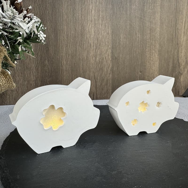 Glowing Piggy Ambient Light Ornament Silicone Mold, Plaster Resin Mold, Home Decor Lamp Mold