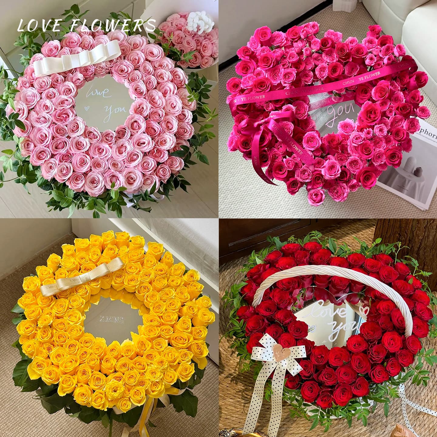 Changyi Wholesale New Mirror Flower Bouquet Basket Accessories Acrylic Heart Mirror Decoration DIY Floral Materials