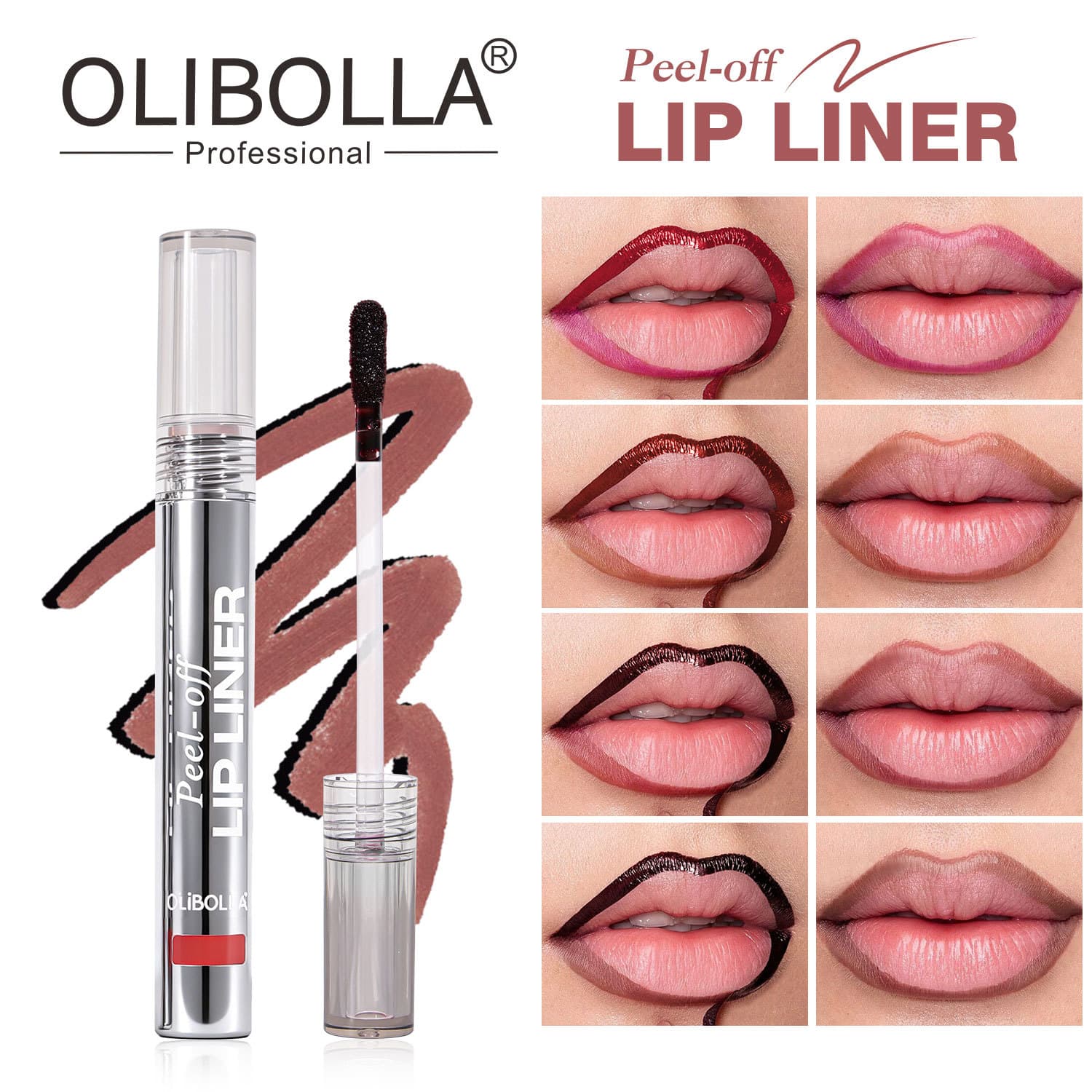 OLIBOLLA Peel-off Lip Liner Matte Lip Color Easy to Color Outline Stripping Lip Liner