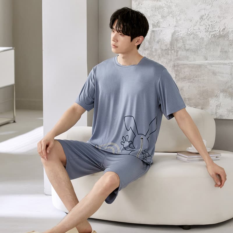 Men's Pajama Set 2025 New Summer Modal Short Sleeve Shorts Teen Plus Size Wearable Homewear Suit