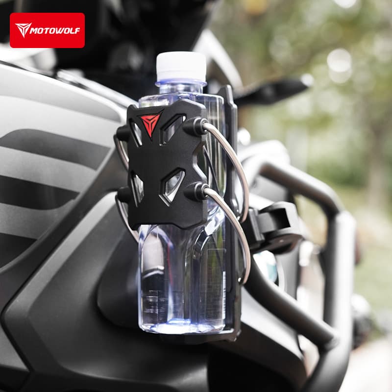 Motorcycle Outdoor Riding Adaptive Cup Holder, Universal Water Bottle Cage Mount for Electric Scooter and Pedal Scooter Crash Bar