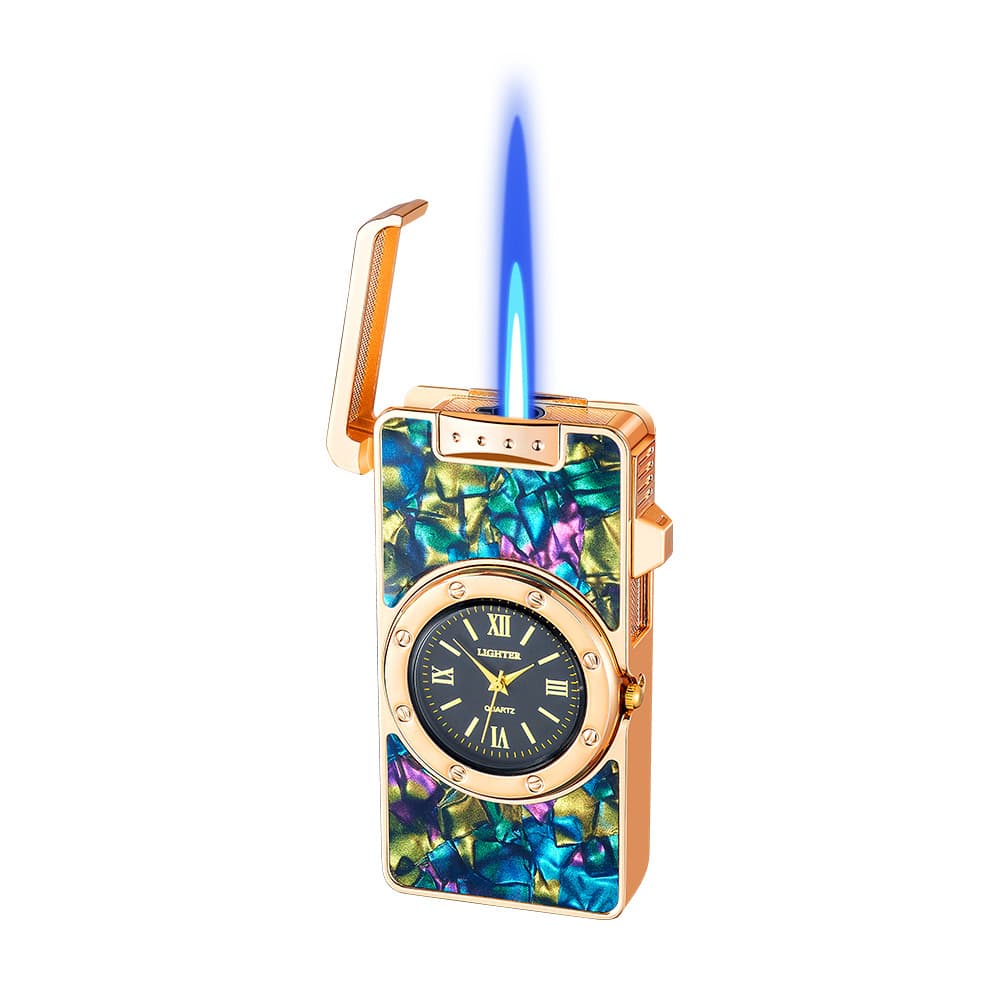 Colorful Shell Inlaid Trendy Watch Inflatable Windproof Direct-Flame Retro Creative Lighter Gift for Boyfriend Wholesale
