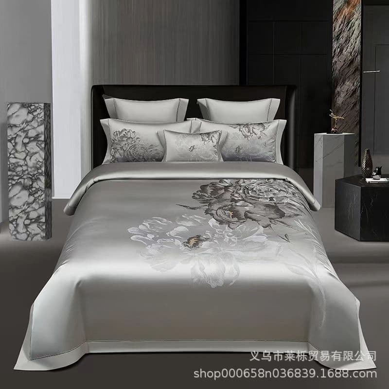 Four-Piece Bedsheet Set, New Design with Floral Jacquard, Export Model