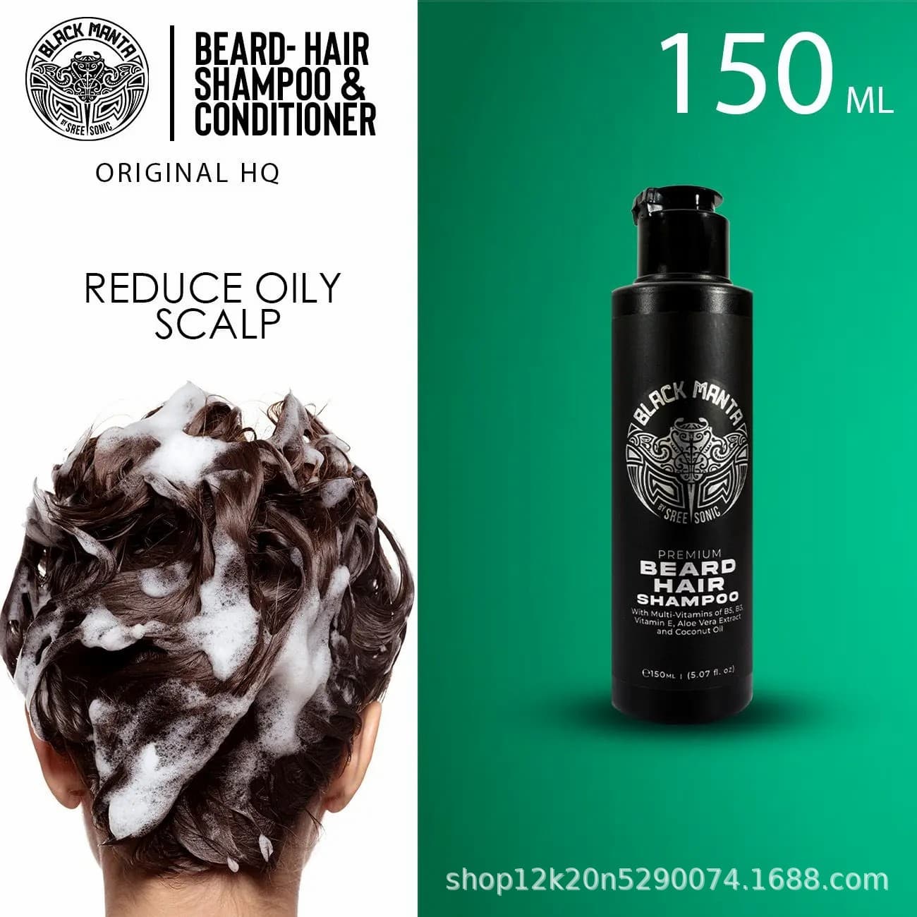 Cross-border Bestseller Black Fin Man Beard Shampoo 150ml Clean and Care for Scalp