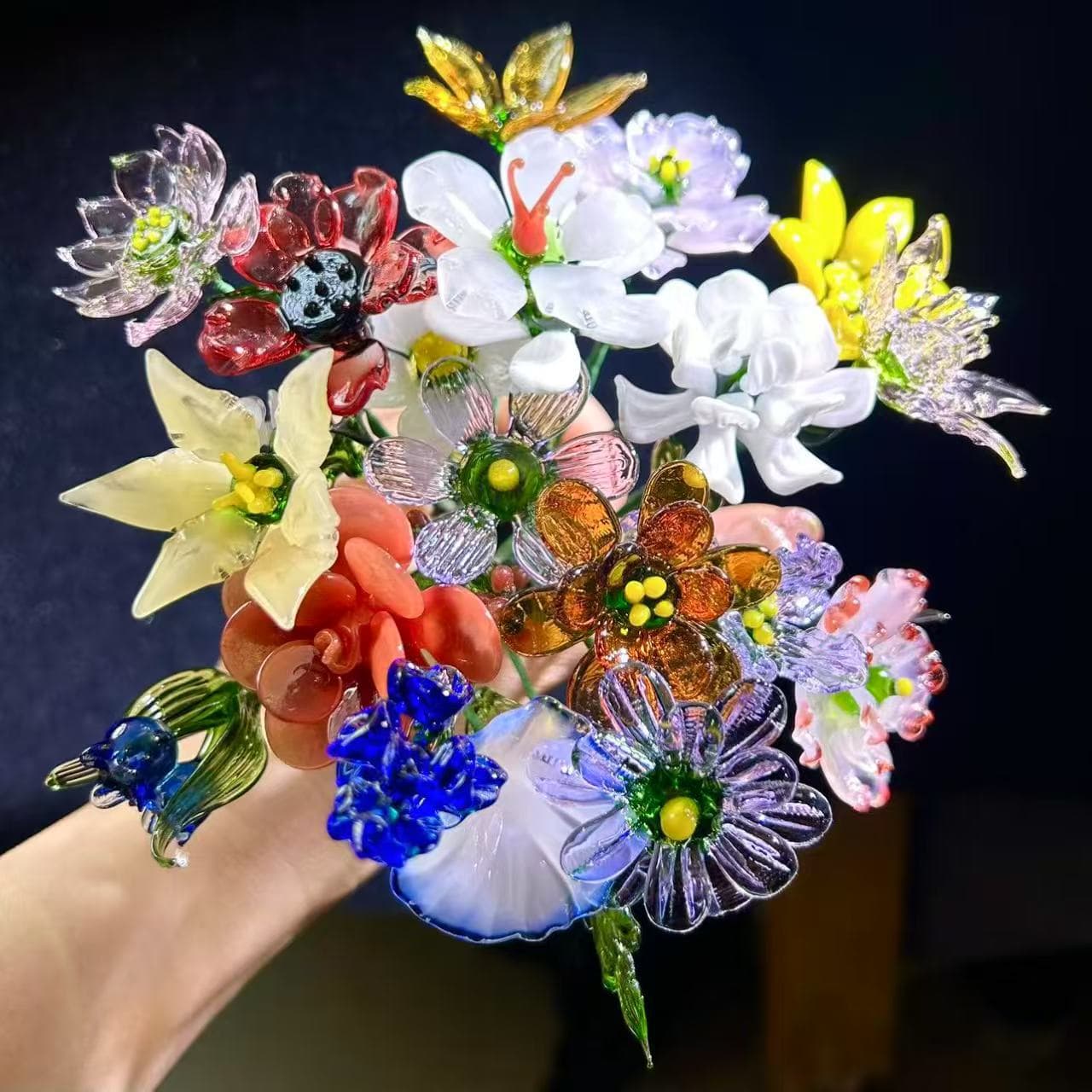 Zibo Glass Wire Born Flower Pure Handmade Exquisite Light Luxury Gift Holiday Eternal Flower Desktop Art Piece