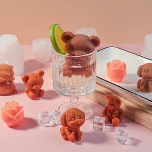 Trendy Bear Ice Cube Silicone Mold Animal Ice Tray Freezing Epoxy Resin Mold Coffee Milk Tea Ice Cream Ice Mold