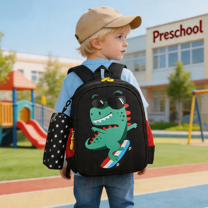 Custom Kids Backpack for Boys and Girls, Ages 3-6, Printed Name, Cartoon Cute Double Shoulder Bag for Kindergarten and Nursery