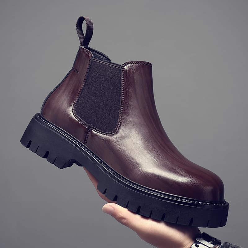 Men's Chelsea boots, business formal genuine leather Martin boots, handmade high-top leather shoes, retro British style short boots, autumn and winter.