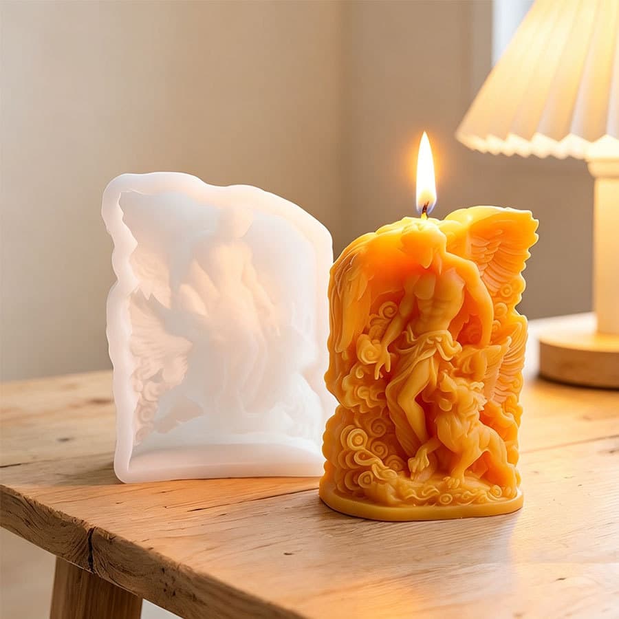Cross-Border Best Seller 3D Relief Angel Flying Lion Candle Silicone Mold DIY Scented Candle Plaster Mold
