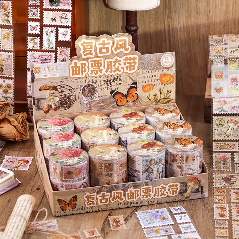 Wheat Youth Retro Style Stamp Tape Million Pixel PET Special Oil Washi Scrapbook DIY Decorative Collage