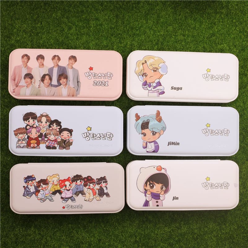 BTS Merch Kim Taehyung Min Yoongi Jung Hoseok Original Cartoon Pencil Case Storage Set Special Effects