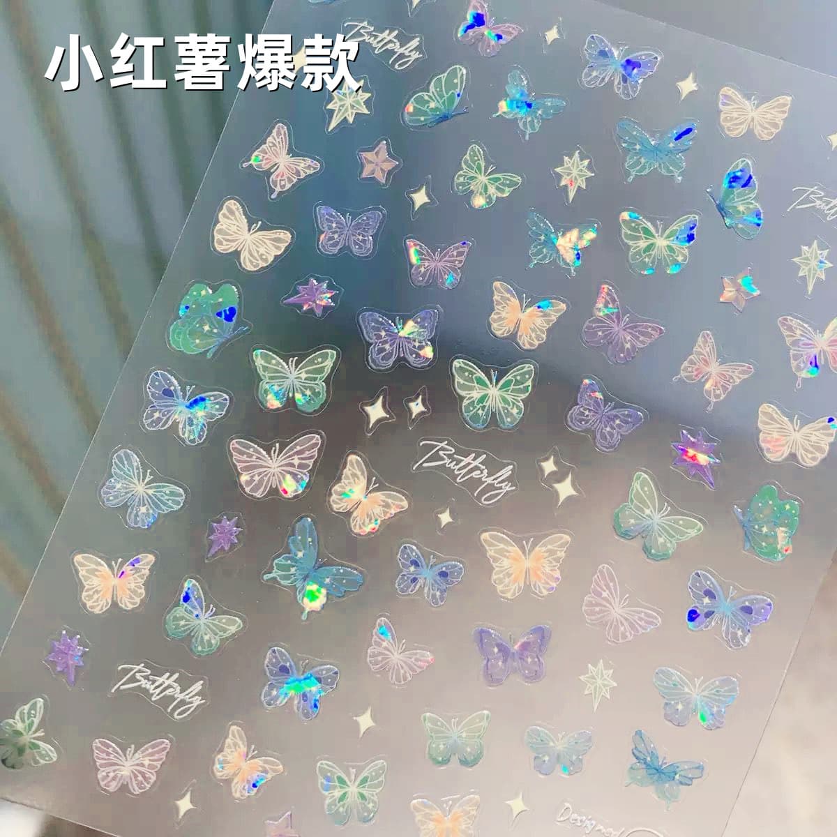 Trending Glitter Butterfly Stickers Butterfly Nail Stickers Butterfly Wing Nail Tips Scrapbooking Girl Decorations
