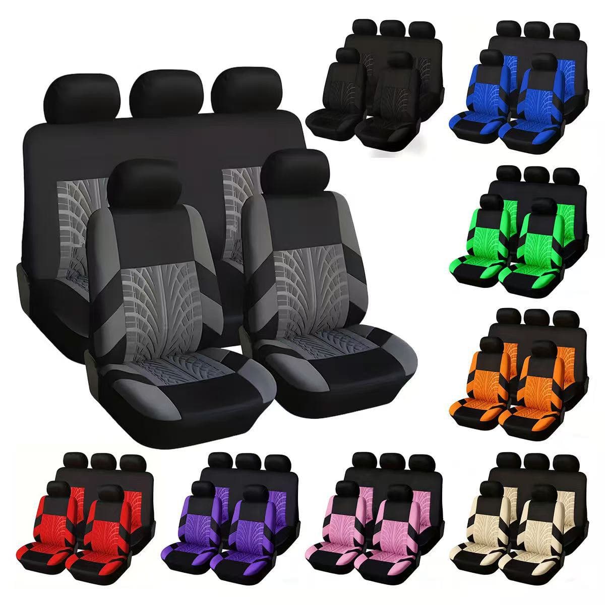 Press cross-border foreign trade universal tire pattern embossed car seat cover temu hot model Mexico Amazon