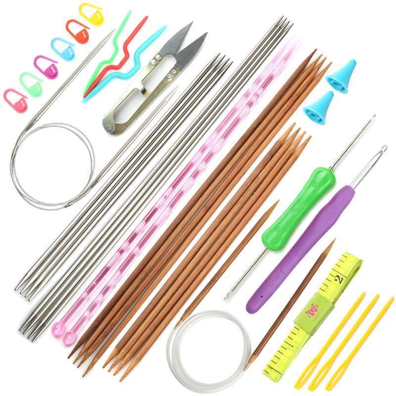 Crochet material package, complete set of novice knitting tools, soft handle crochet needles, sweater needles, crystal knitted scarf sticks, drop shipping