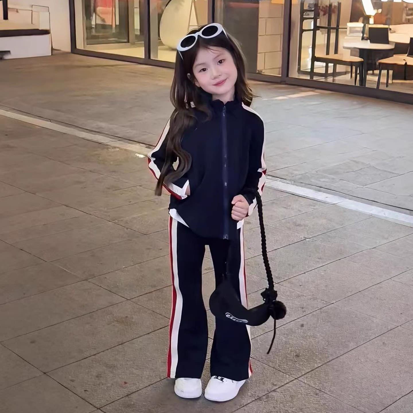 Children's clothing girls' suit striped JK cardigan jacket and sports trousers 26 autumn and winter new cross-border children's clothing trend