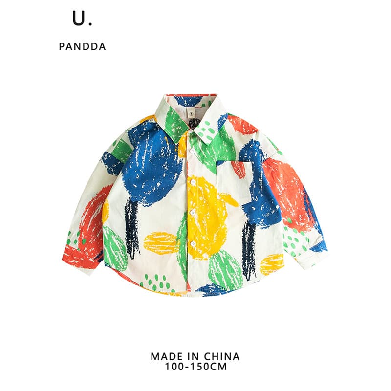 Boys' Long-Sleeve Casual Printed Shirt, Stylish & Cool, Baby Autumn Top, Loose Fit, Pure Cotton