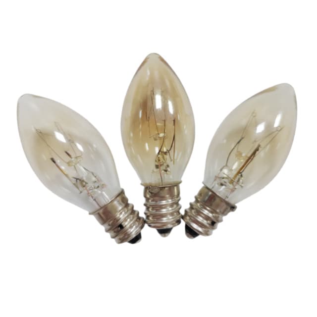 C7 Colorful Flasher Bulbs Red Yellow Blue Green Pink Transparent Glass Colored Shell, E12 120V 7W, Flasher