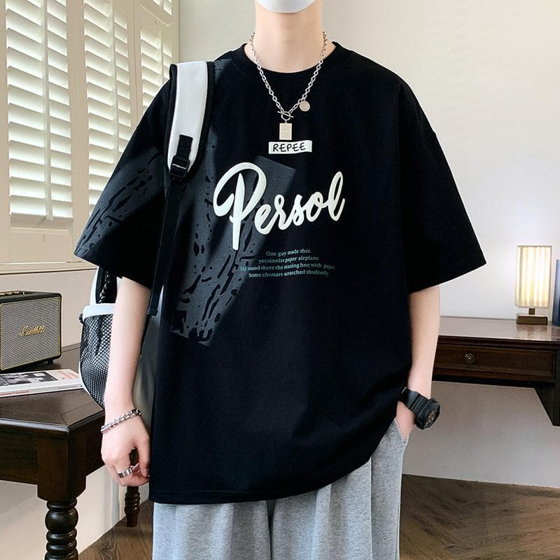 Youth Summer Ice Silk Short-Sleeved T-Shirt for Men, Summer 2025 New Style, Stylish Top for Junior High and High School Students