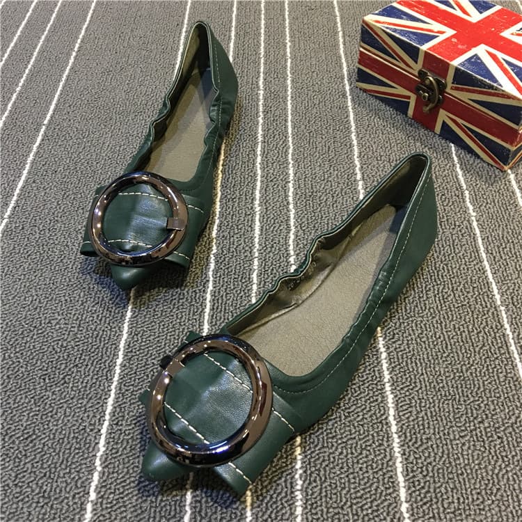 Comfortable Soft Bottom Flat Shoes Women's Spring Fashionable Egg Roll Shape Slip-On Low Heel round Toe Casual Footwear