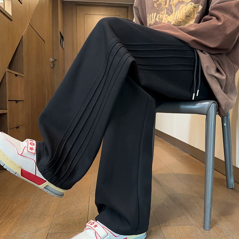 Special Approval No Price Difference 2025 Striped Pleated Sweatpants Casual Pants High Street Cool Oversized Wide Leg Pants K1114