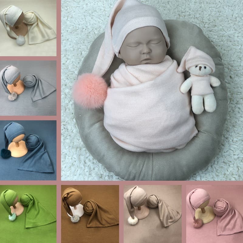 Cross-border Newborn Baby Hat Wrap Background Blanket Infant Photography Props Clothing Props Photography Props