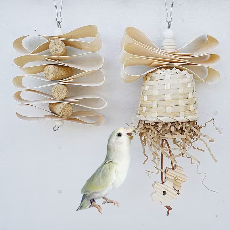 Parrot bird toys, natural wood chip chewing skewers, bamboo cork shredded paper, chewing and boredom relief supplies, cross-border wholesale