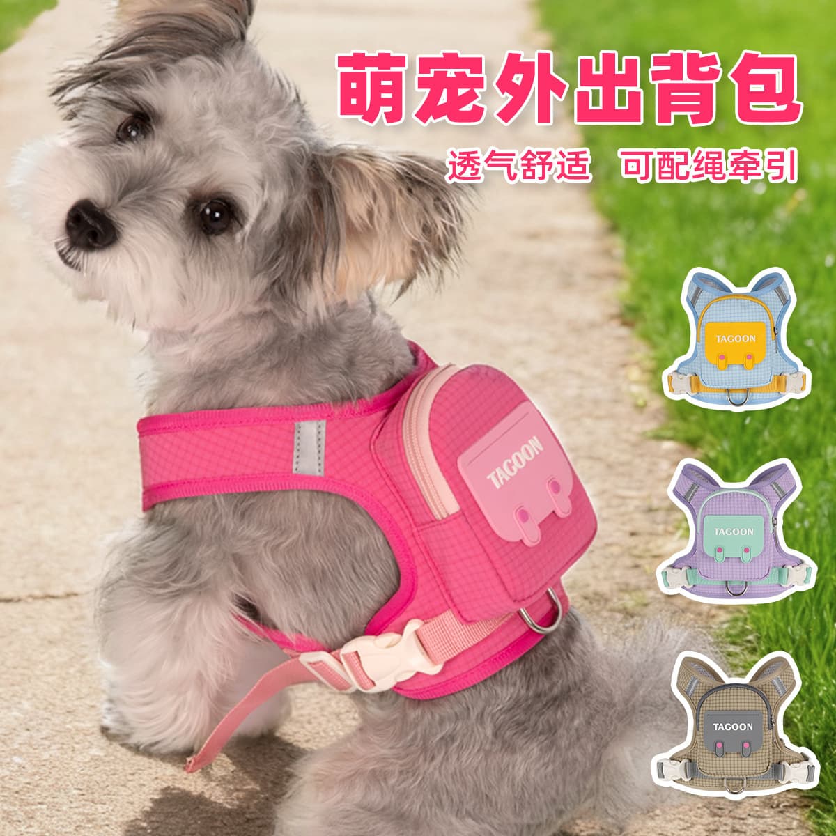 Vest-style puppy leash for Bichon Frise, Teddy, Pomeranian, and other small dogs; pet harness to prevent escape.