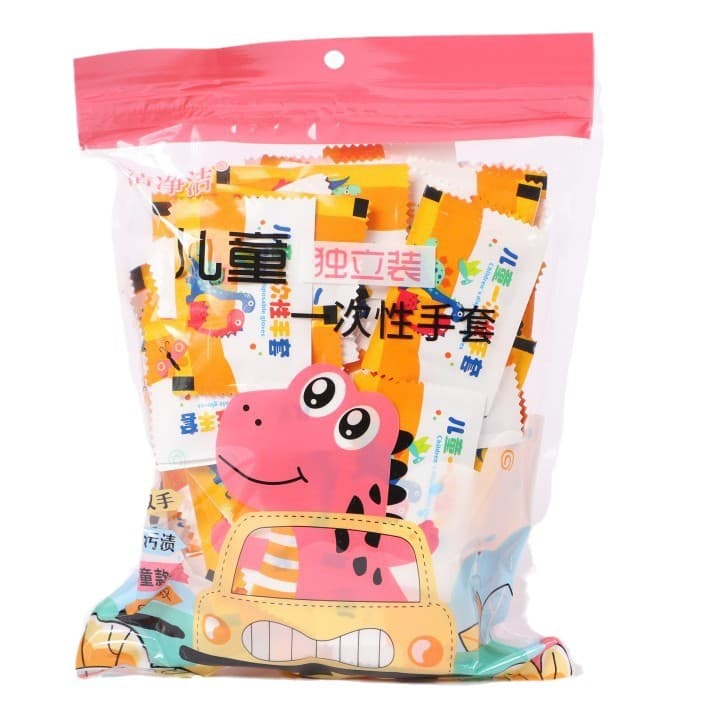 Kids Disposable Gloves Food Grade Thickened Individually Wrapped PE Cute Cartoon Gloves for Children