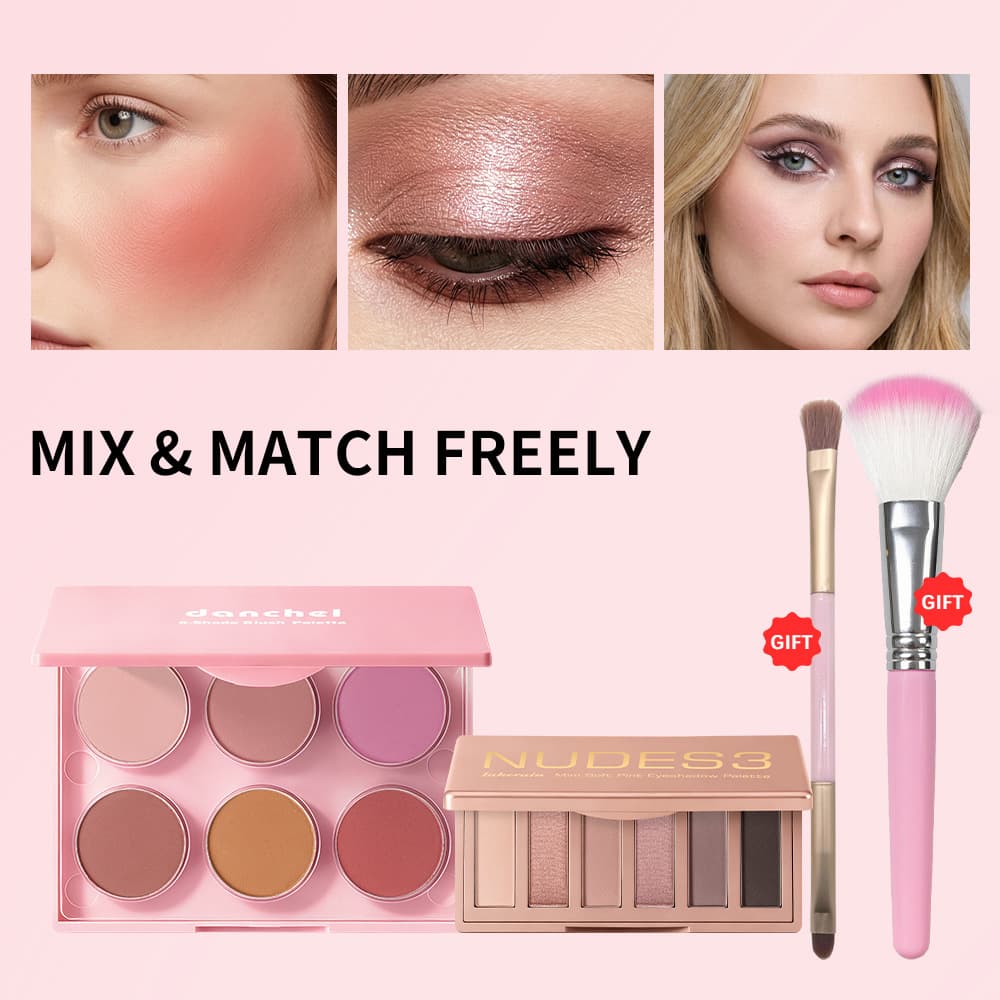 Cross-border makeup set 6-color eyeshadow palette + 6-color blush palette to create a full face makeup, easy to use and novice-friendly