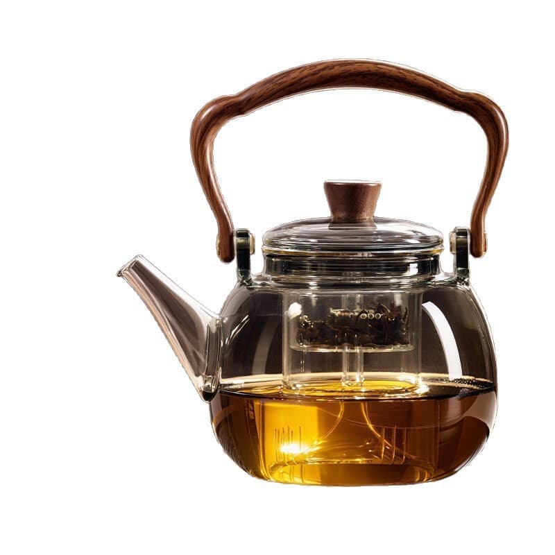 Jie An Xi brewing pot, heat-resistant glass steaming and boiling teapot for electric ceramic stove, health-focused thickened handle lifting beam kettle