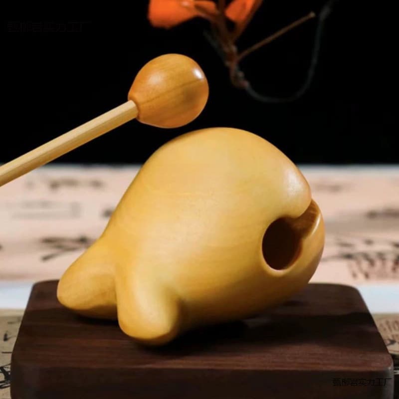 New Boxwood Carved Solid Wood Fish - Portable Percussion Instrument for Mindfulness and Stress Relief, Buddhist-style Ritual Item and Ornament