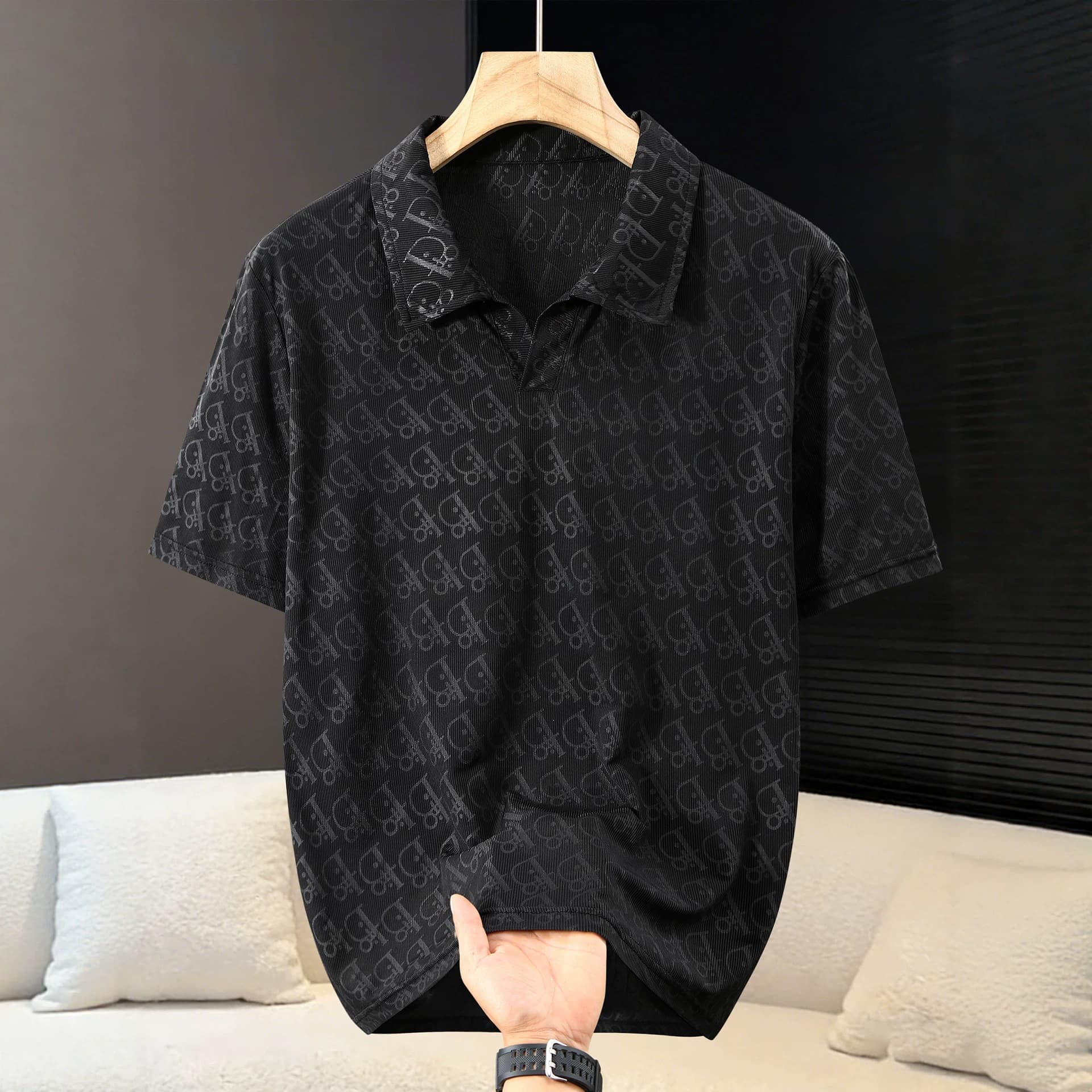 Plus-Size Short-Sleeved Men's Summer Casual Sports Old Money Style Polo Shirt with a Turn-Down Collar