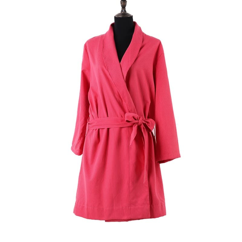 Processed and customized ultra-fine double-sided velvet striped bathrobe simple solid color lace bathrobe custom printed size