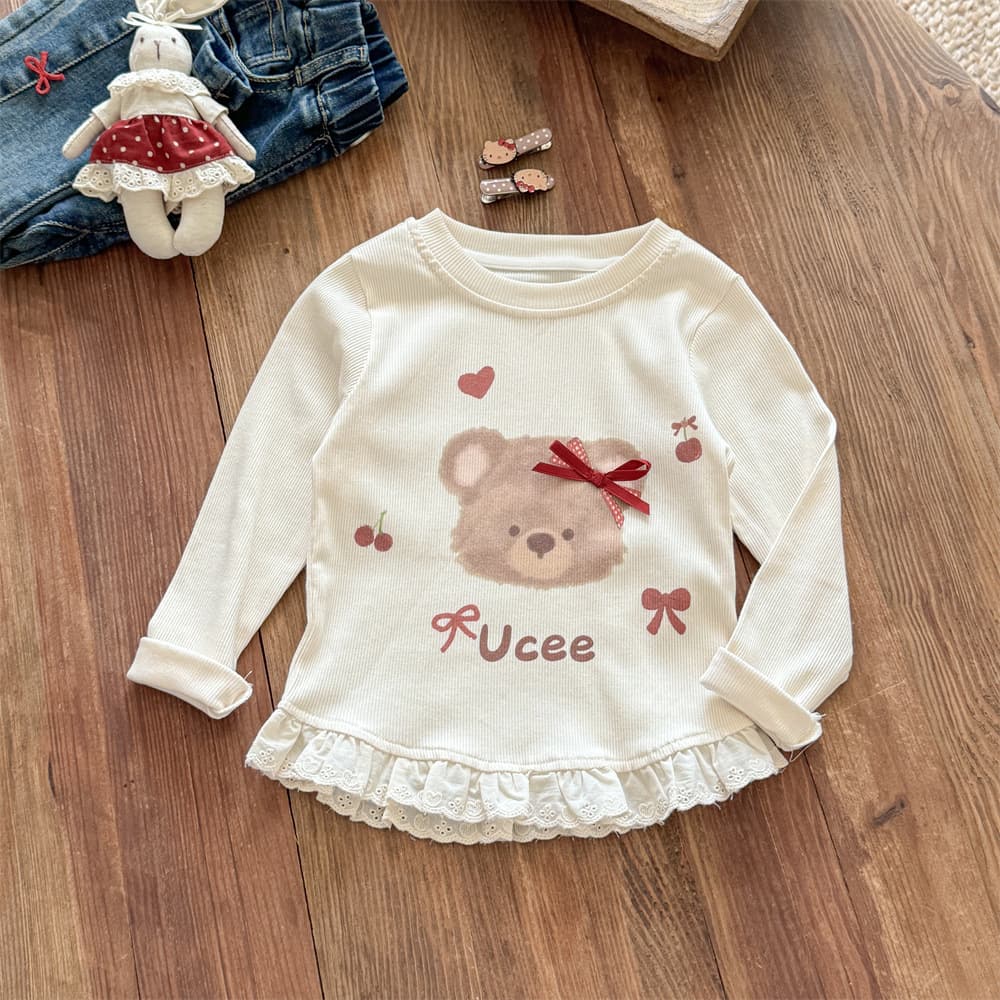Tianxiaosi Girls' Long-Sleeve T-Shirt Spring and Autumn New Style Girls Cotton Base Layer Top Children's Autumn Wear Baby Top