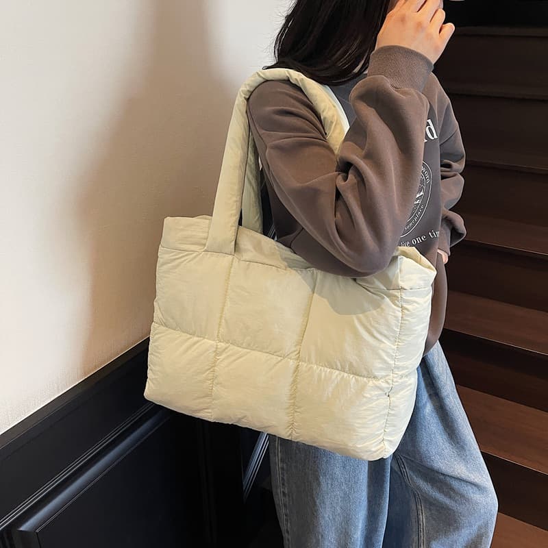 2025 New Dopamine Plaid Cotton Jacket Bag Fashion Casual Trendy Niche Large Capacity Single Shoulder Underarm Women's Bag