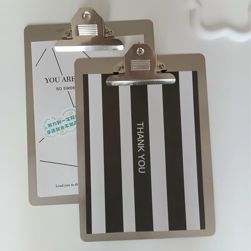 A4 Stainless Steel Clipboard Simple File Folder Customizable with Logo Invoice Writing Pad Office
