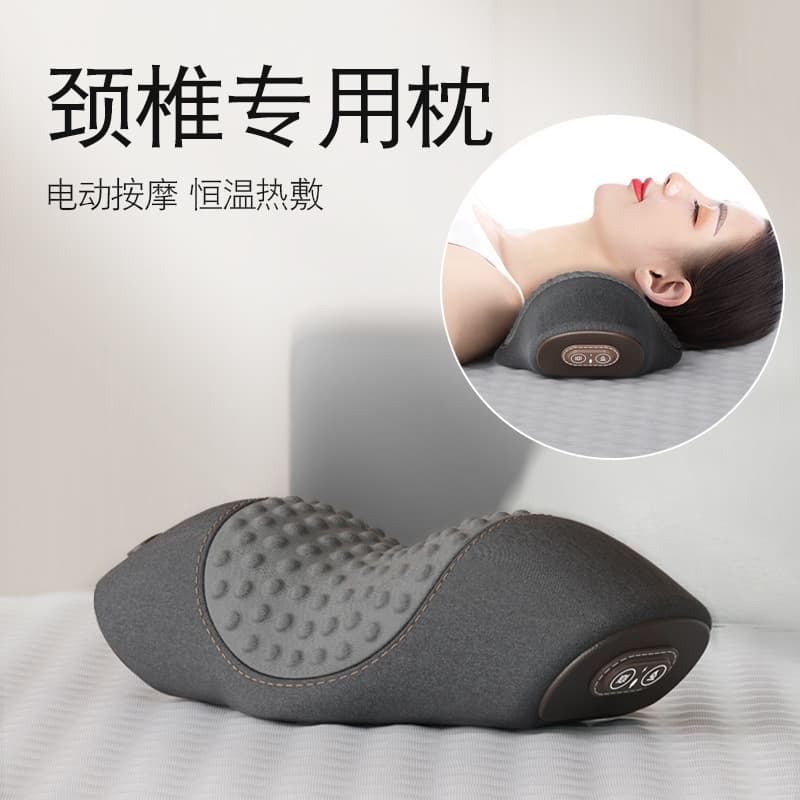 Cervical Pillow for Sleeping, Specialized Neck Support with Spinal Massage, Sleep Aid with Heating, Non-Restorative Traction Cylinder Neck Pillow