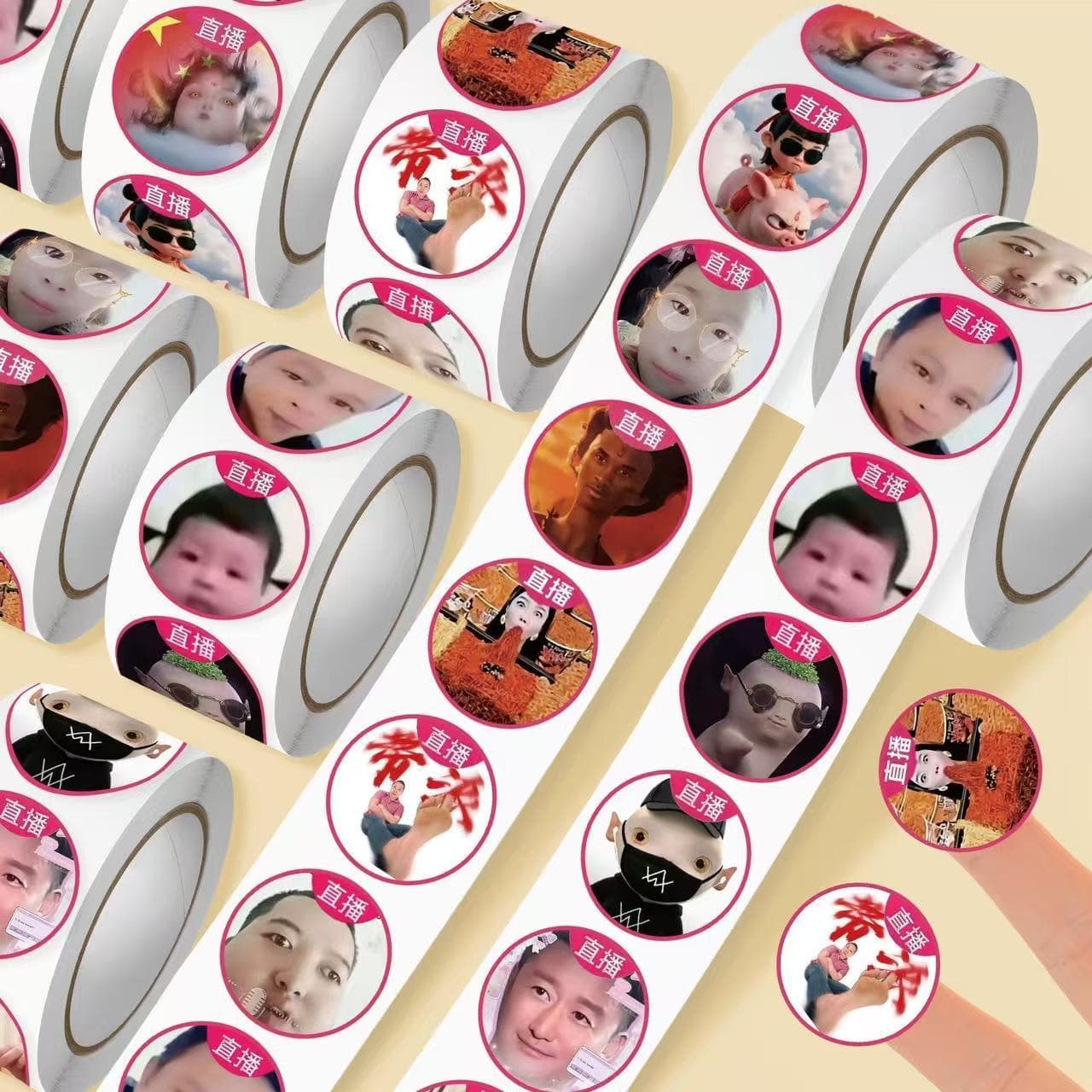 Viral Live Stream Novelty Face Sticker Roll Funny Quirky Aesthetic Decorative Notebook DIY Stickers