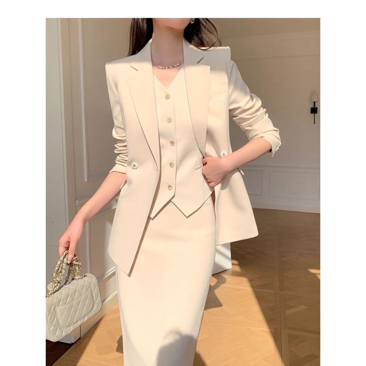 Single / Set Suit Women's Formal Suit Vest Three-Piece Set Early Spring New High-End Sense Suit Skirt Set Trend