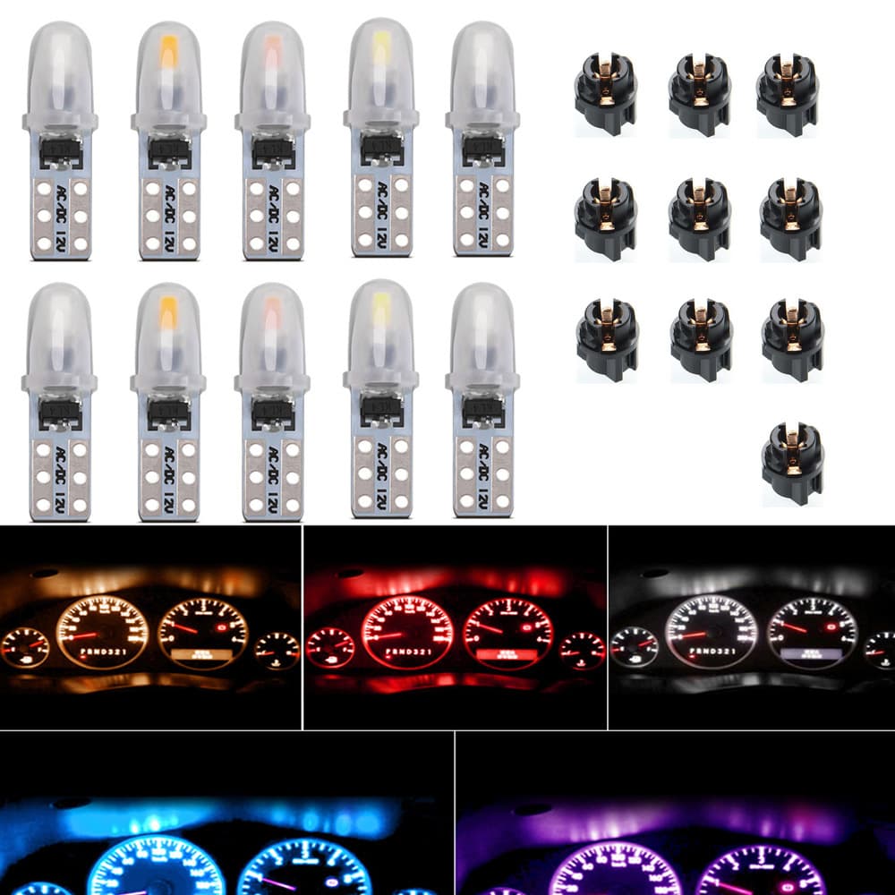 Car Instrument Panel LED Indicator Light T5 Air Conditioner Shift Light Modification Color Change with T5 Base Universal Fit