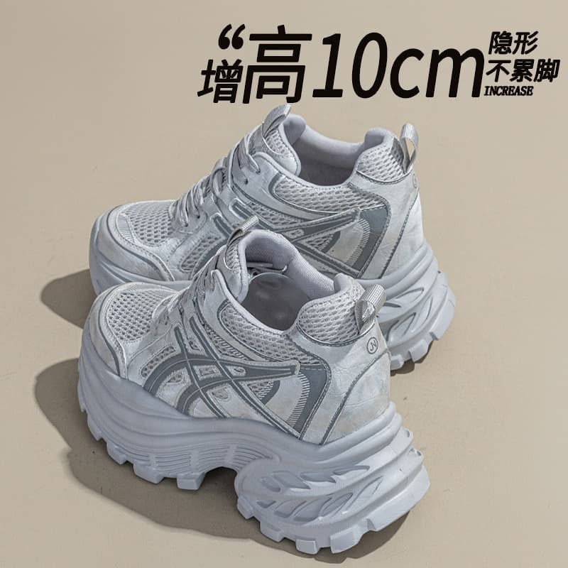 Inner height-increasing women's shoes 10cm new breathable dad shoes thick-soled mesh sports and casual shoes for small people women A26010