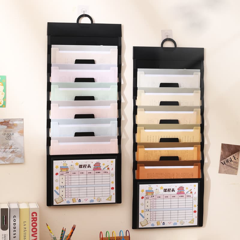 Cross-border Hanging A4 Thick 6-Pocket Large Capacity Organizer Student Exam File Folder Multi-layer Accordion File