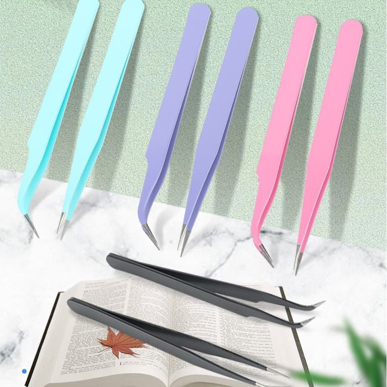 Stainless Steel Tweezers Wholesale, Colored Scrapbooking Clips, Pointed and Curved Tweezers, False Eyelash Extension Tweezers, Multi-functional Clamp