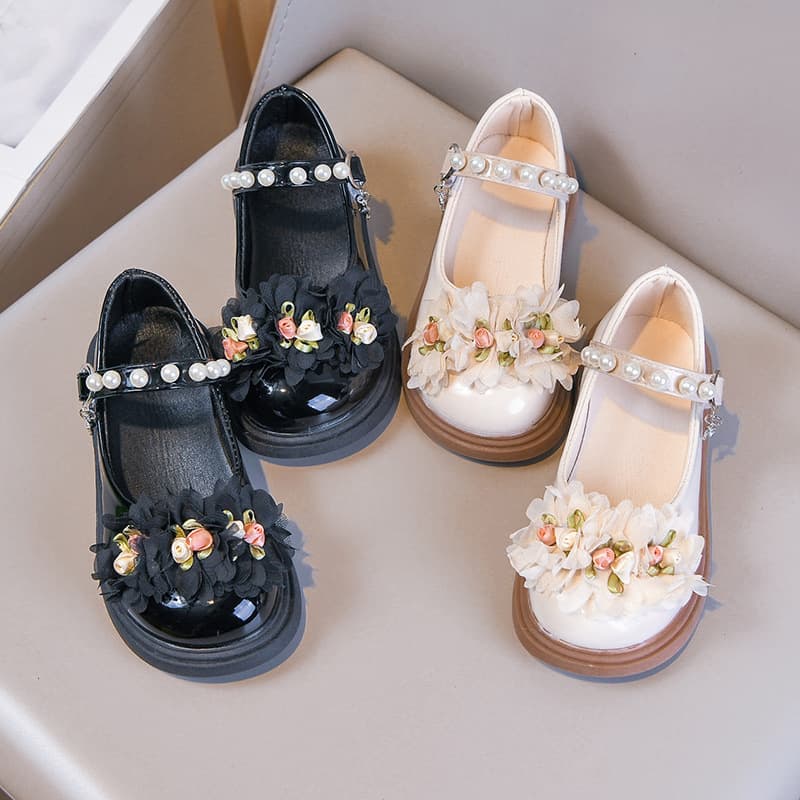 2026 Spring/Summer New Children's Floral Leather Shoes, Girls' Princess Shoes, Single Shoes for Middle and Big Kids, Student Girls' Leather Shoes