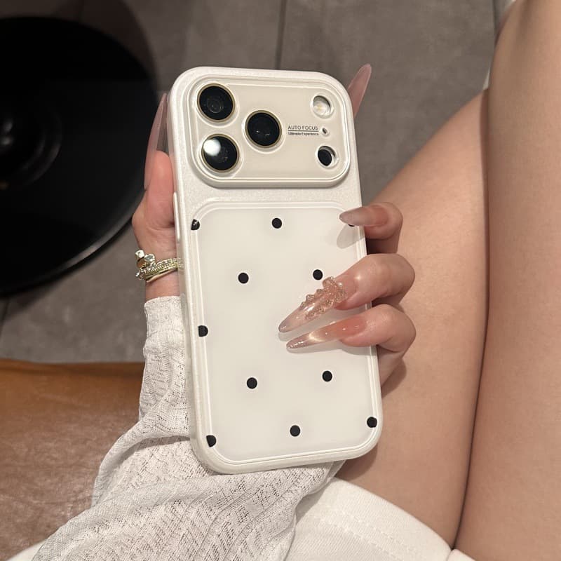 Instant 17 Large Window Case for iPhone 17 Pro / 16 Pro, Contrast Color for 15 Pro, Polka Dot for 14 Pro