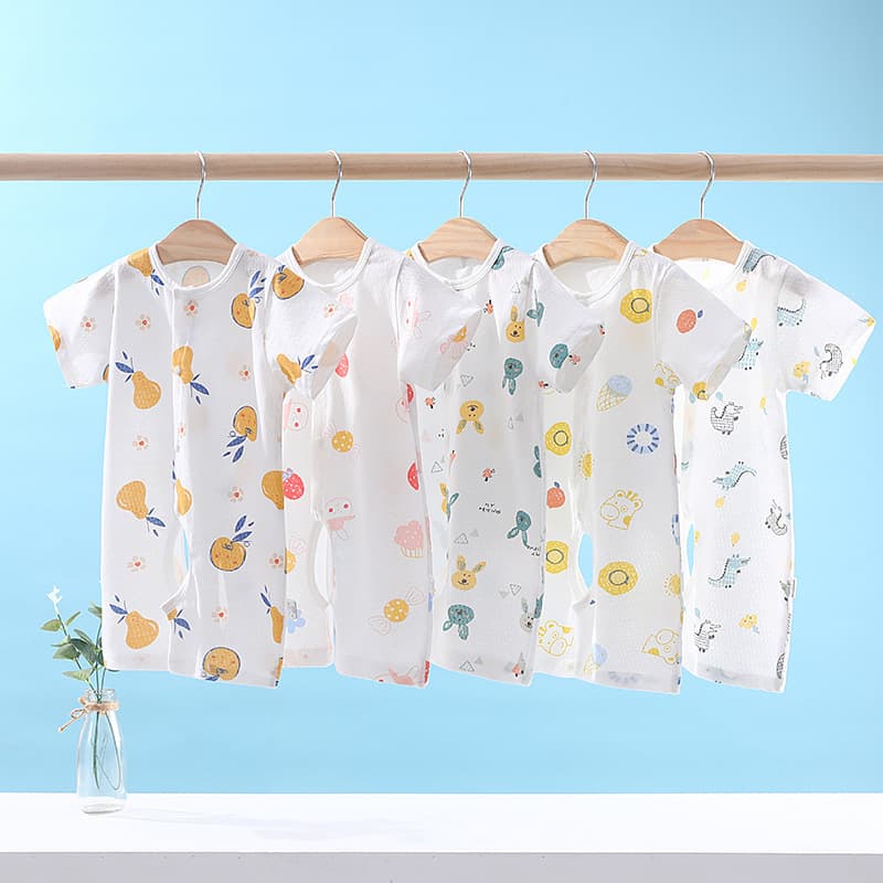 Jigsaw Cat Baby Summer Short-Sleeve Bodysuit A-Class Pure Cotton Thin Short Romper Newborn Onesie Real Photos In Stock